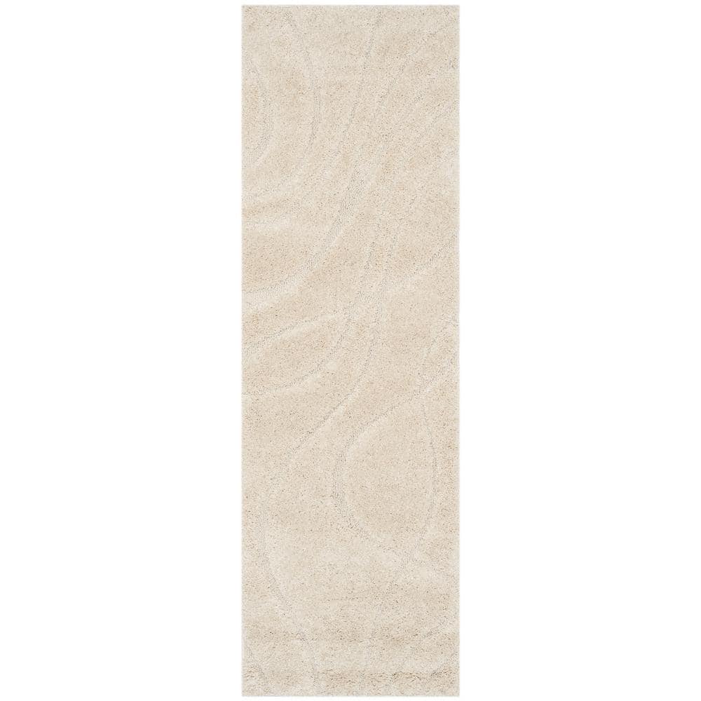 Creme Shag 2'3" x 9' Synthetic Runner Rug