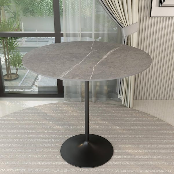 Verve Sintered Stone 47.24 in. Pedestal Dining Table Seats 4 in Grey