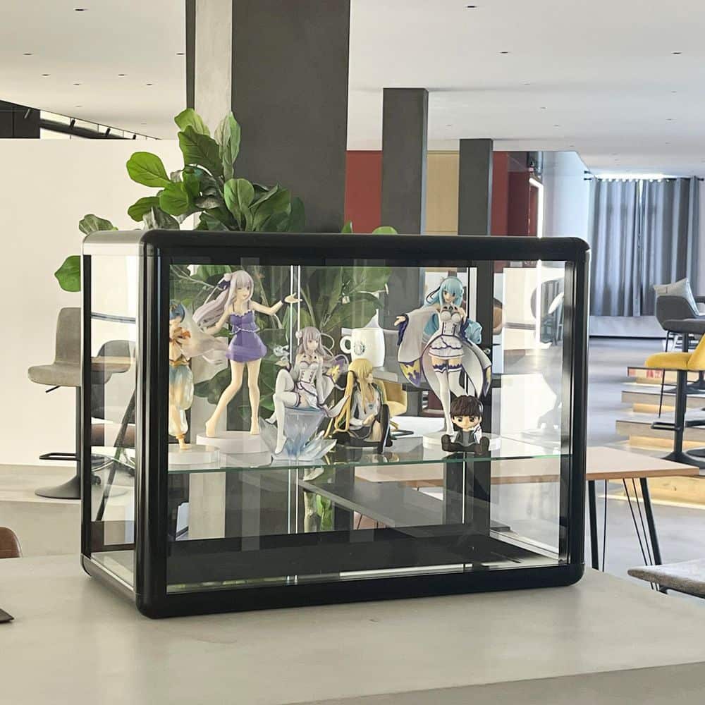 Black 24 in. x 18 in. Tempered Glass Decorative Basket, Counter Top Display