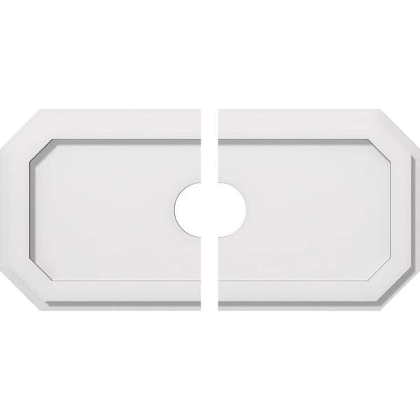 Ekena Millwork 22 in. x 11 in. x 1 in. Emerald Architectural Grade PVC Contemporary Ceiling Medallion (2-Piece)
