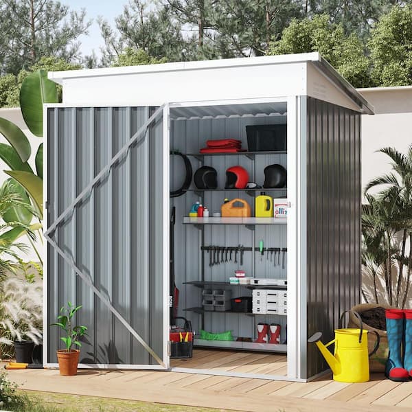 5 ft. W x 3 ft. D Metal Shed with Single Lockable Door Dark Gray (15 sq. ft.)