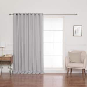 Light Grey Polyester Solid 100 in. W x 96 in. L Grommet Blackout Curtain