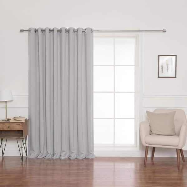 Best Home Fashion Light Grey Polyester Solid 100 in. W x 96 in. L Grommet Blackout Curtain