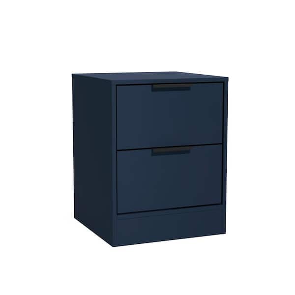 K1 INTERNATIONAL GROUP L Oslo Nightstand, with 2 Drawers, 17.7 in. Wide, in Deep Blue - 22.8 in. H x 17.7 in. W x 17.7 in. D