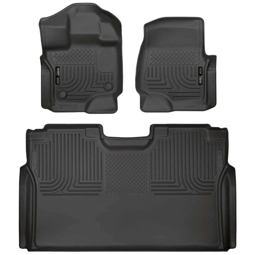 Front and 2nd Seat Floor Liners Fits 2015-19 Ford F-150 SuperCrew