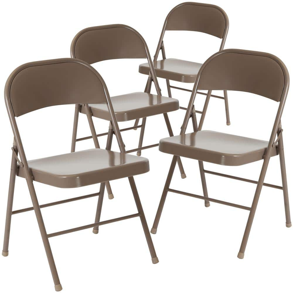 Beige Metal Stackable Folding Chairs SC004X001A - The Home Depot