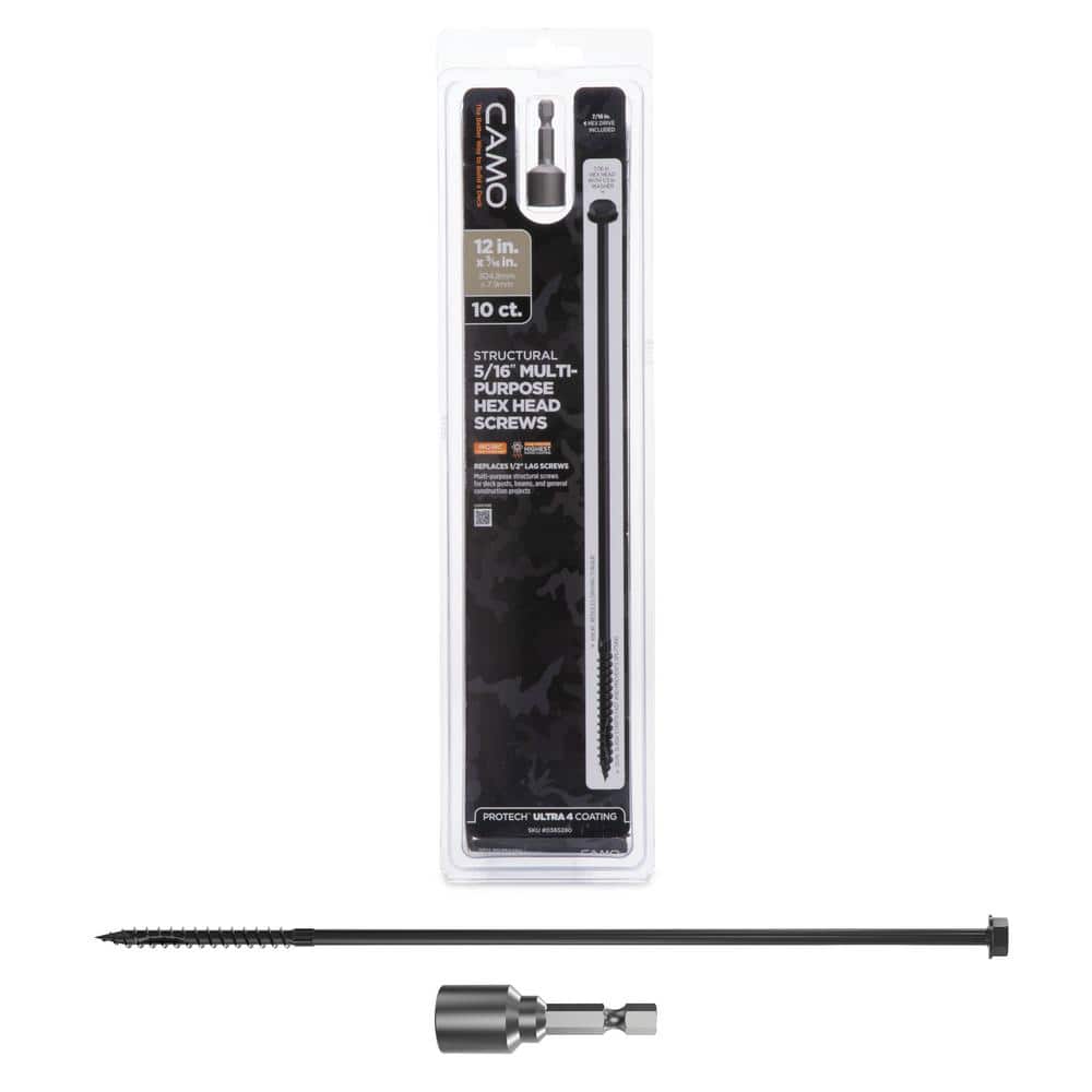 5/16 in. x 12 in. Hex Head Multi-Purpose Hex Drive Structural Wood Screw - PROTECH Ultra 4 Exterior Coated (10-Pack) price history on PriceWatchPro