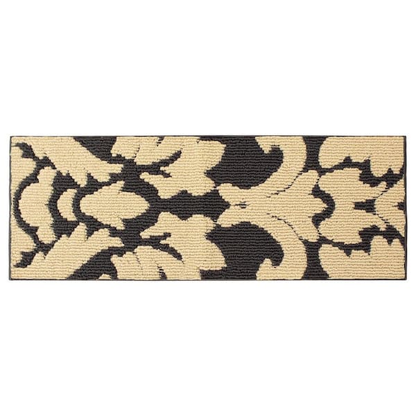 Laura Ashley Kent Dark Grey/Berber 20 in. x 60 in. Damask Runner Rug ...