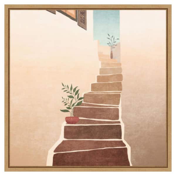 Amanti Art Morocco Stairs by Emel Tunaboylu 1 Piece Floater Frame Canvas Giclee Architecture Art Print 22 in. x 22 in.