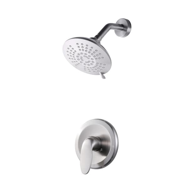 WOWOW Single Handle 5-Spray Patterns Shower Faucet 1.8 GPM with High Pressure in Brushed Nickel (Valve Included)
