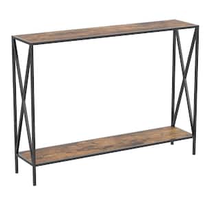 Safdie and Co. 39.5 in. L Rectangle Reclaimed Wood Wood Console Table with Shelves