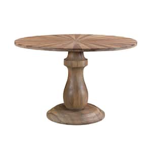 Brown Solid Wood 47 in. Pedestal Dining Table Seats 4