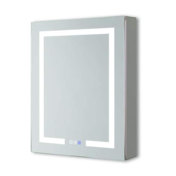 Unbranded 24 in. W x 30 in. H Rectangular Silver Frameless Recessed/Surface Mounted Medicine Cabinet with Mirror (Left Open)