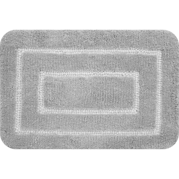 Unbranded Borders Foam Gray 18 in. x 27 in. Polyester Bath Mat