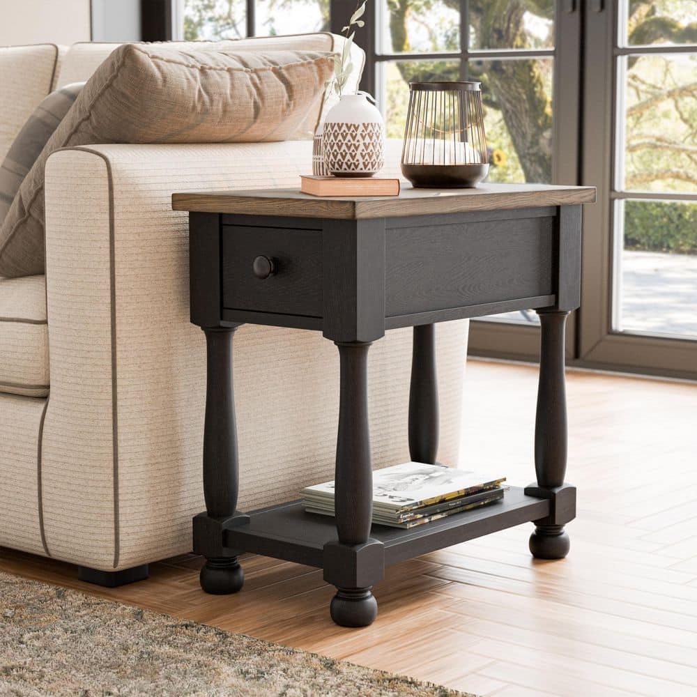 Furniture of America Windcrest 14 in. Weathered Black and Brown ...