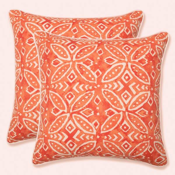 Pillow Perfect Orange Square Outdoor Square Throw Pillow 2-Pack