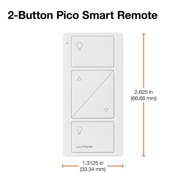 Lutron Pico Smart Remote (2-Button with Raise/Lower) for Caseta Smart Dimmer Switch, Light Almond (PJ2-2BRL-GLA-L01)