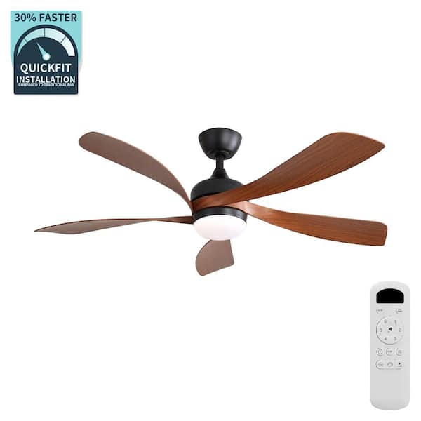 Sleek Dark Brown 52 in. Ceiling Fan - 5 ABS Blades with LED Light and 6-Speed Quiet Remote Control