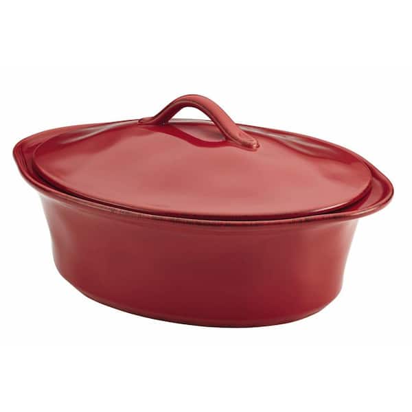 Rachael Ray Cucina Stoneware 3.5 Qt. Oval Casserole Dish with Lid
