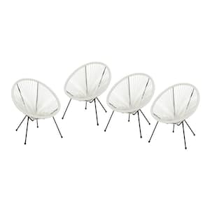 Ansor Black Metal Outdoor Lounge Chair in White (4-Pack)