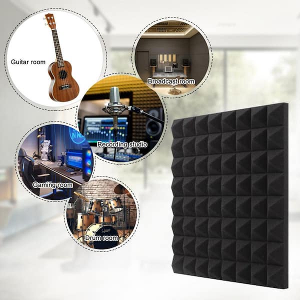 Wellco 1 ft. x 1 ft. x 3 in. Black Sound Absorbing Panels Noise