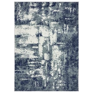 Hampstead Collection Blue 9x12 Modern Abstract Polypropylene Area Rug