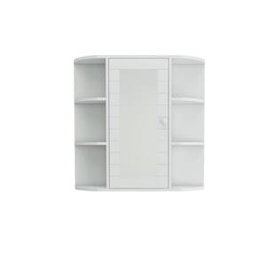 23.42 in. W x 6.69 in. D x 23.22 in. H Bathroom Storage Wall Cabinet with Mirror in White