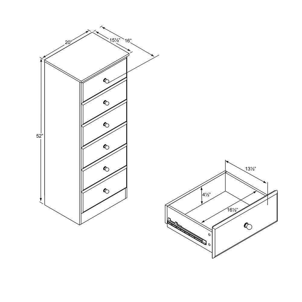 Sleek Deep Black Tall Dresser with Crystal Knobs and Spacious Drawers