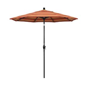 7.5 ft. Stone Black Aluminum Push Button Tilt Crank Lift Patio Umbrella in Astoria Sunset Sunbrella