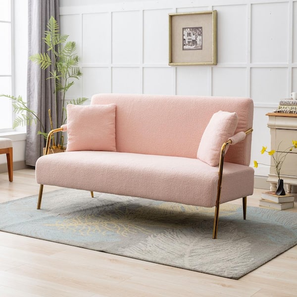 Seafuloy Loveseat Sofa Teddy Velvet 2 Seater Sofa Love Seat 