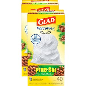 Force Flex Tall Kitchen Drawstring Trash Bags, 13 gal., Pine-Sol Original Scent, 40-Count (2-Pack)