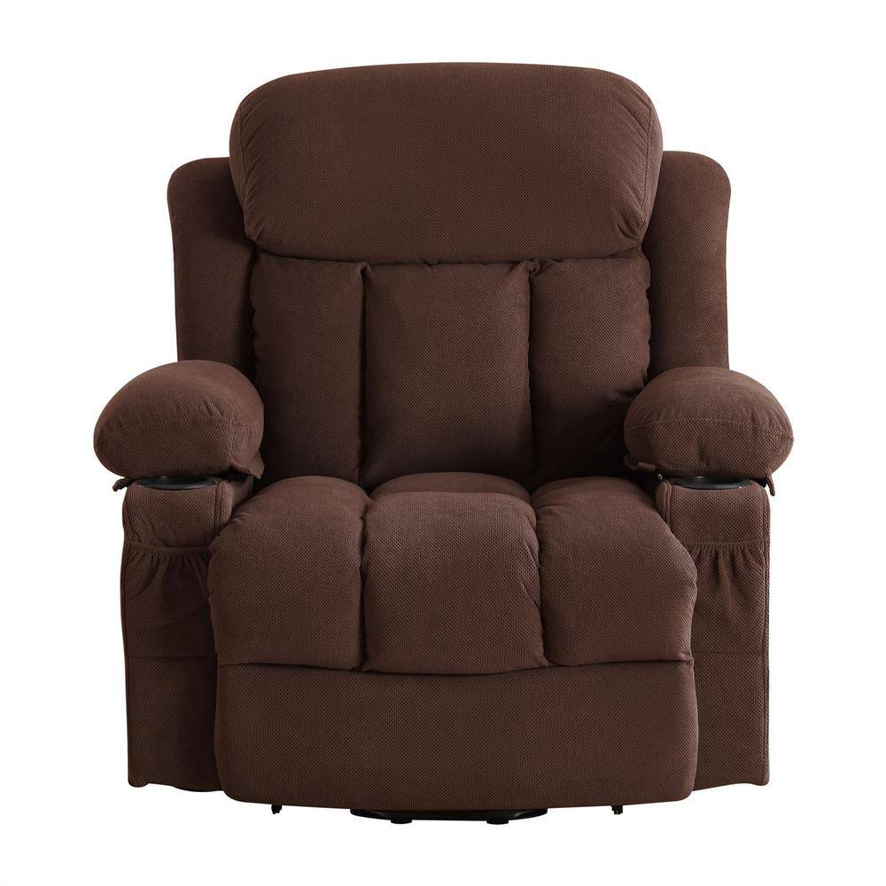 39 in. W Brown Velvet Recliner with Remote Control, Tufted and Storage