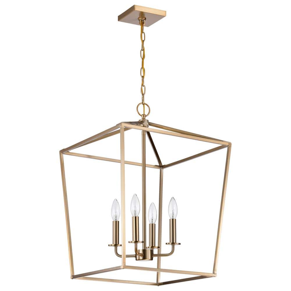 Emma 240-Watt 4-Light Burnished Brass Shaded Pendant Light with Burnished Brass Metal Shade, No Bulbs Included price history on PriceWatchPro