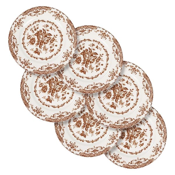 8.5 Inch Round Ceramic Salad Plates Porcelain Dinnerware Set Microwave Dishwasher Safe Scratch Resistant 6-Pack