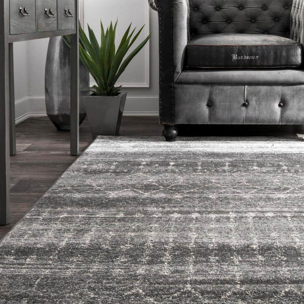 Dark Gray Moroccan Trellis Reversible Area Rug, 8' x 11'