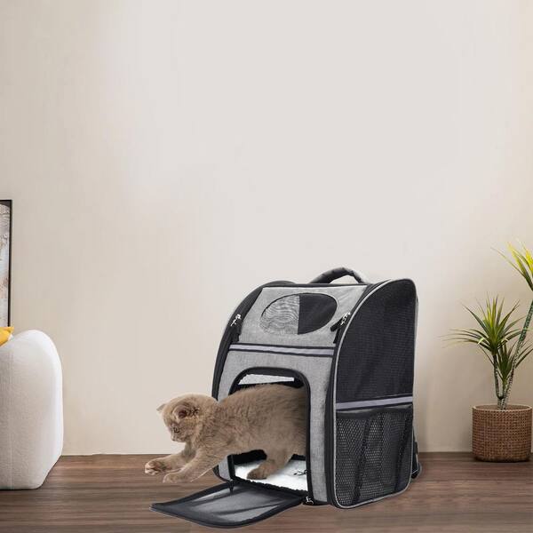 Amucolo Black Pet Cat Carrier Backpack for Large/Small Cats and