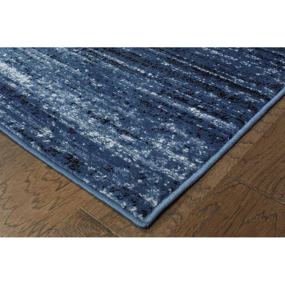 Luxor Abstract Blue & Black Synthetic Area Rug, 5'2" x 7'2"