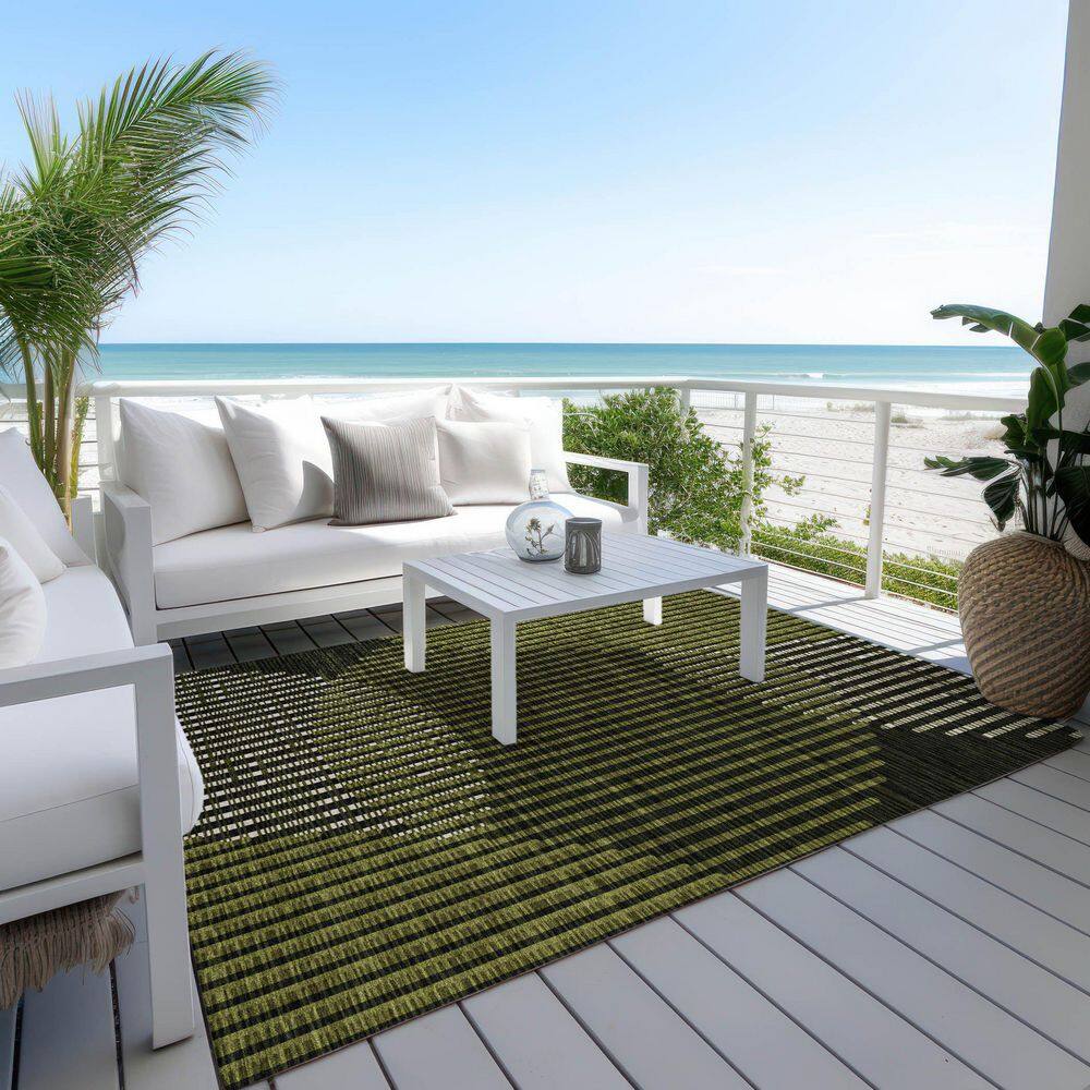 Olive Synthetic Flat Woven Washable Non-slip 8' x 10' Area Rug