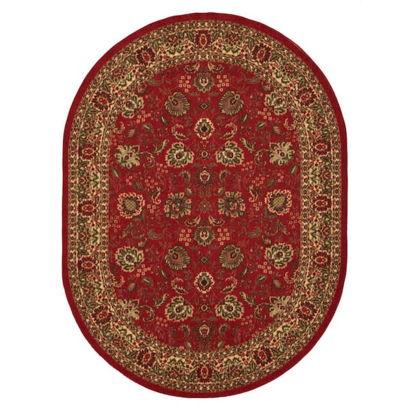 Ottomanson Classics Non-Slip Rubberback Bordered 5x7 Indoor Oval Area Rug, 5' x 6'6 Oval, Brown