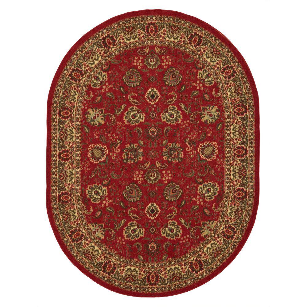 Ottomanson Ottohome Collection Traditional Floral Design Dark Red 5 ft