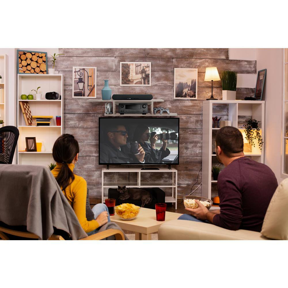 White Light Wood 2-Tier Floating Media Shelf with Brackets