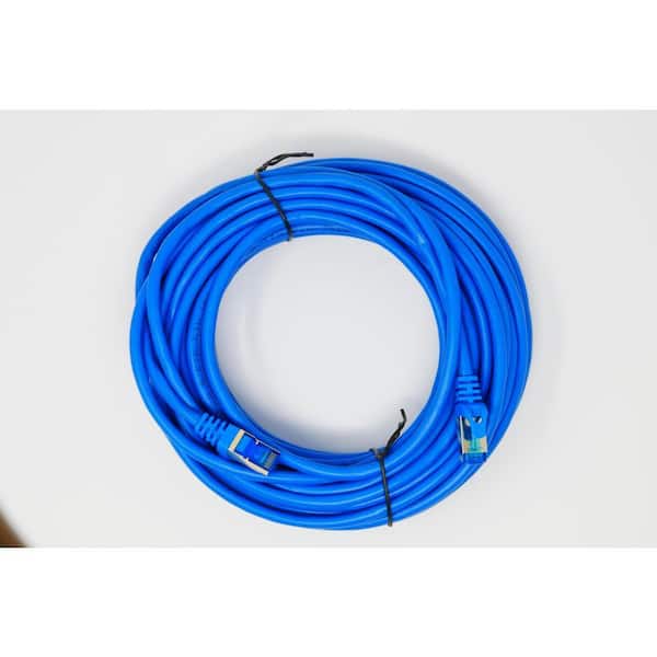 CAT 7R S/FTP Ethernet Cable Length 50 ft.- 26 AWG, 10 Gbps, Gold Plated Contacts, RJ45,99.99% OFC Copper, Blue