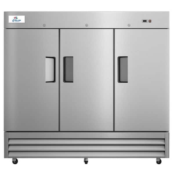 81 in. 72 cu. ft. NSF 3 Door Commercial Reach In Upright Refrigerator in Stainless Steel