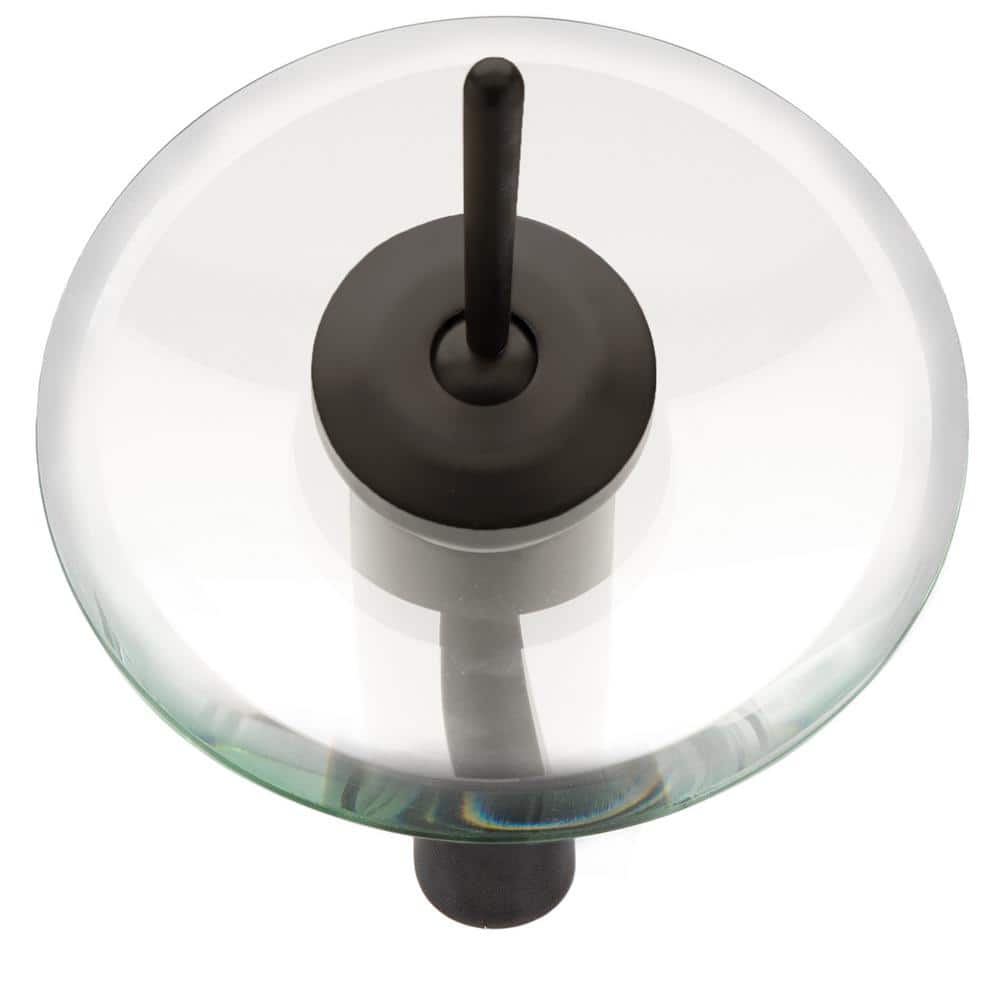 Oil Rubbed Bronze Single Handle Vessel Sink Faucet with Clear Glass Disc