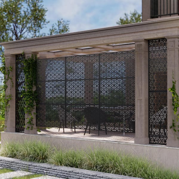 Dovelina Gene 72 in. Galvanized Steel Garden Fence Outdoor Privacy Screen Garden Screen Panels