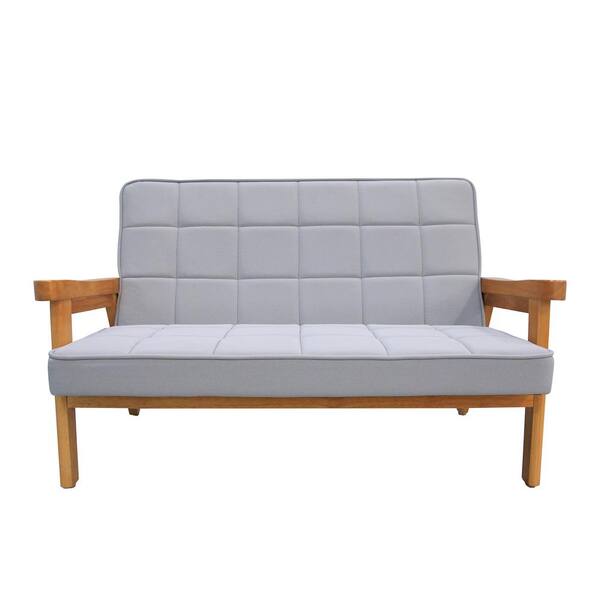 bydengwin 33.1 in Wide Square Arm Microfiber Mid-Century Modern design Non-slip Straight Children Sofa in Gray