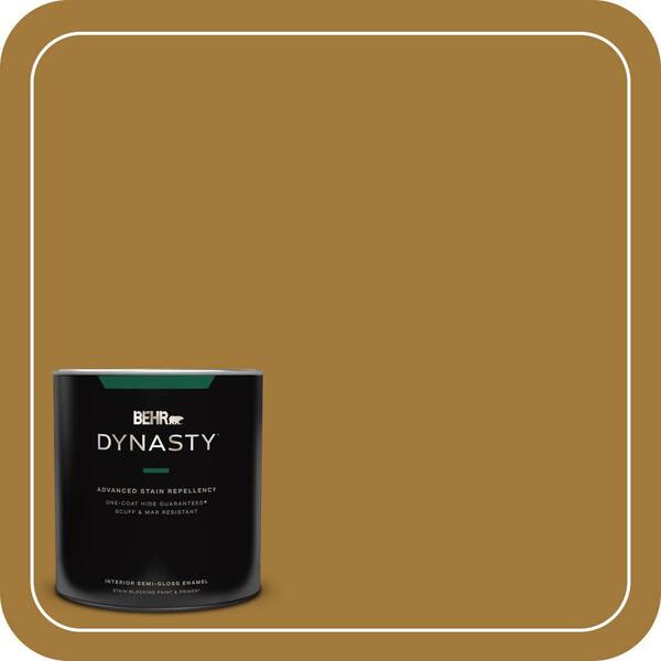 BEHR DYNASTY 1 qt. #320D-7 Victorian Gold Semi-Gloss Enamel Interior Stain-Blocking Paint and Primer