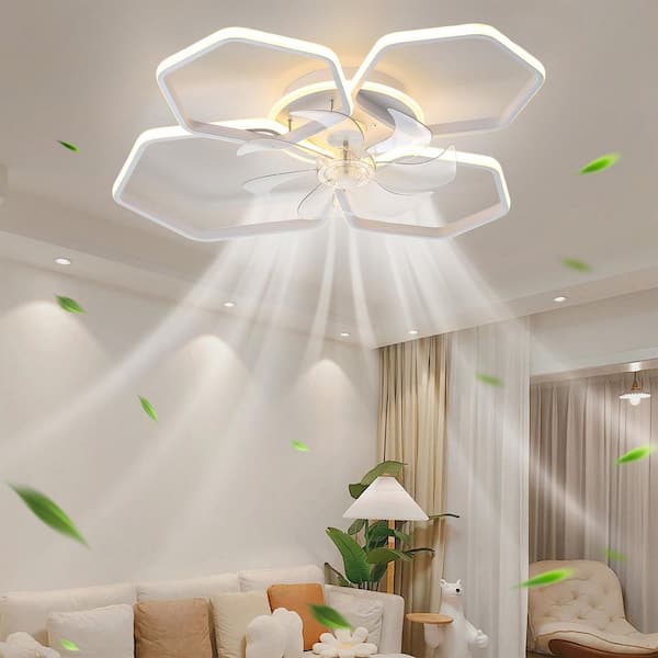 30 in. Ceiling Fan with Lights Remote Control Dimmable LED, 6-Gear Wind Speed Fan Light, White