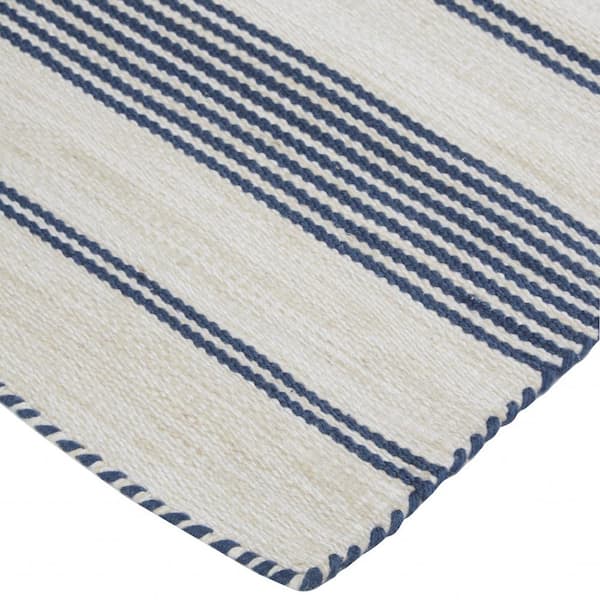 Blue and Ivory Striped 8 ft. x 11 ft. Area Rug
