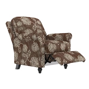 Woven Chocolate Brown/Creamy White Floral Fabric Standard (No Motion) Recliner